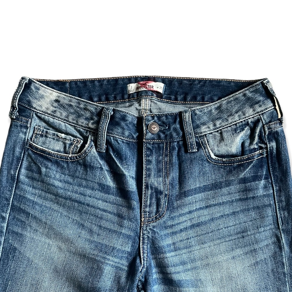 Hollister California Denim Blue Jeans Size 1 w25 Distressed Whiskering & Fading - Picture 8 of 11
